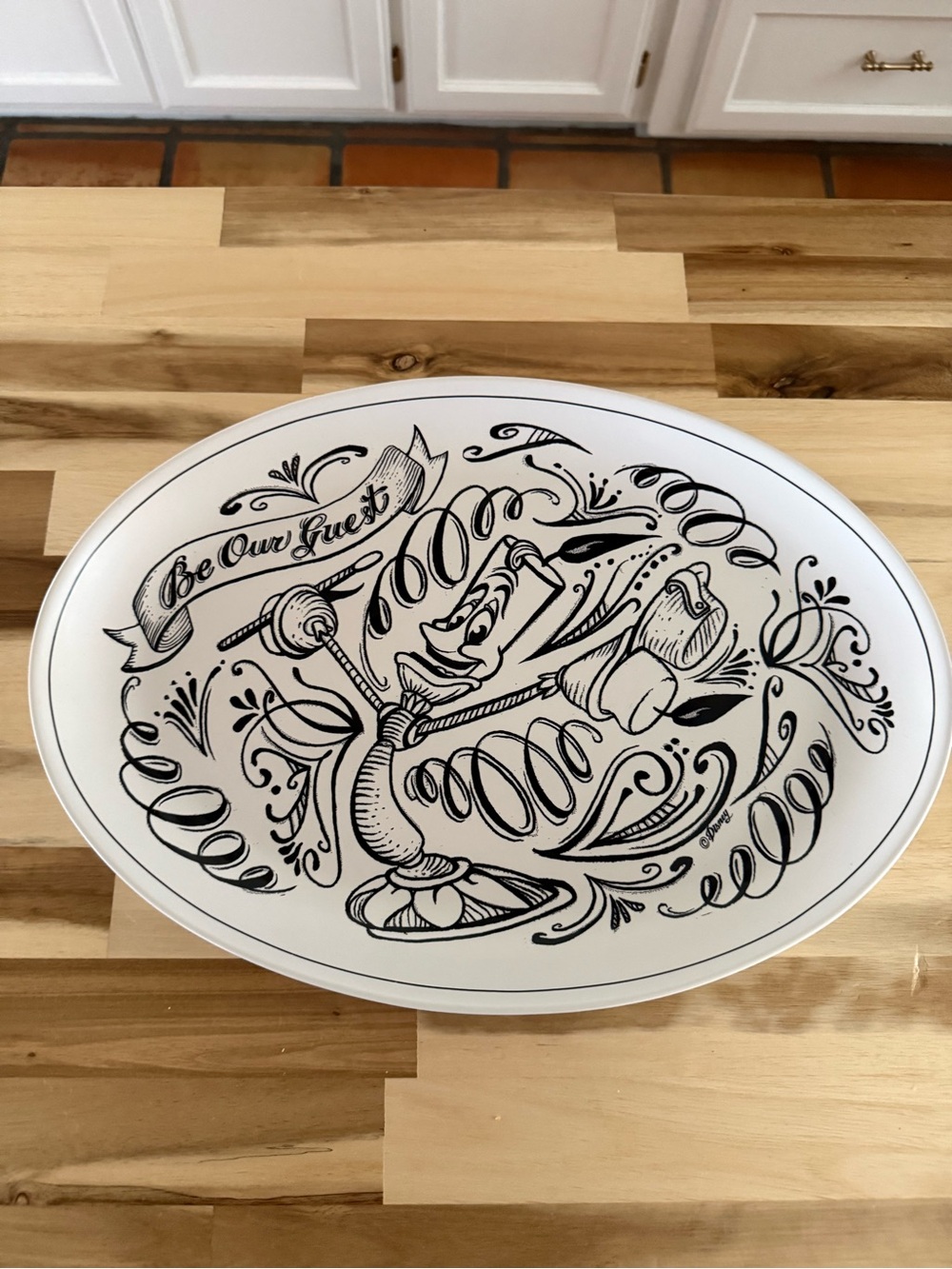 Disney beauty and the beast Be Our Guest Decorative White Serving Platter